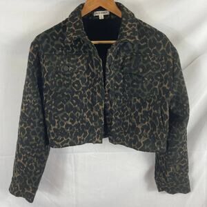 Wild Honey Animal Print Button Up Cropped Jacket Small